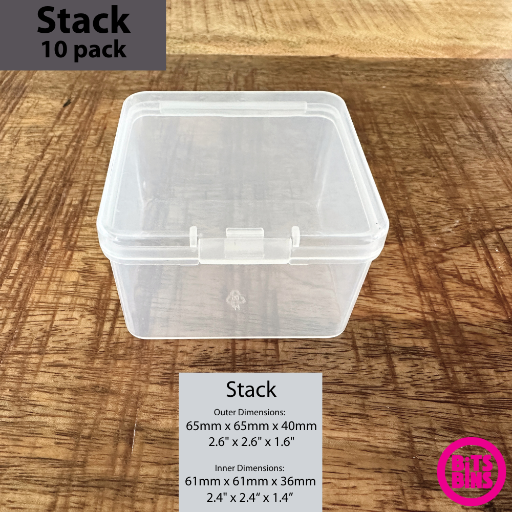 10 Pack BitsBins Stack Container | Measures 65mm x 65mm x 40mm