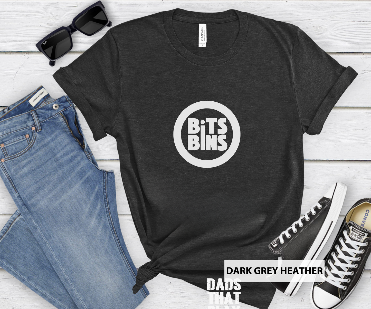 BitsBins Logo White _ Adult Unisex T-Shirt