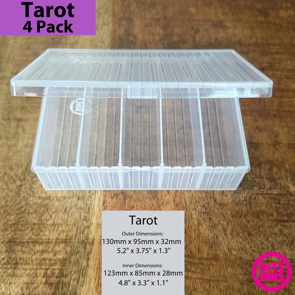 4 Pack Tarot Containers with Dividers | Fits Tarot Sized Cards Measuring 80mm x 120mm | Container Measures 130mm x 95mm x 32mm