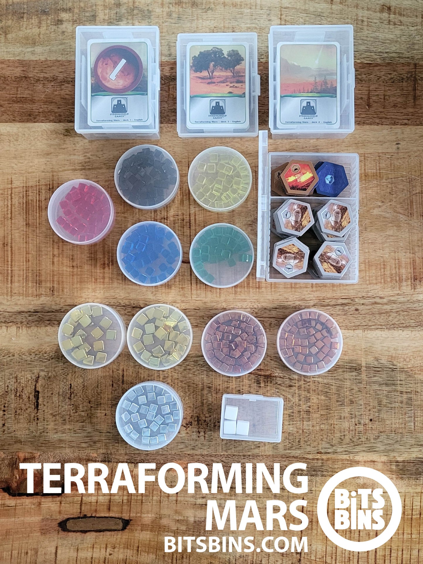 RECOMMENDED TERRAFORMING MARS BitsBins - 10 Pods, 1 Mini, 1 Original, 1 Card Box, 2 100+ Card Boxes, 1 Tarot