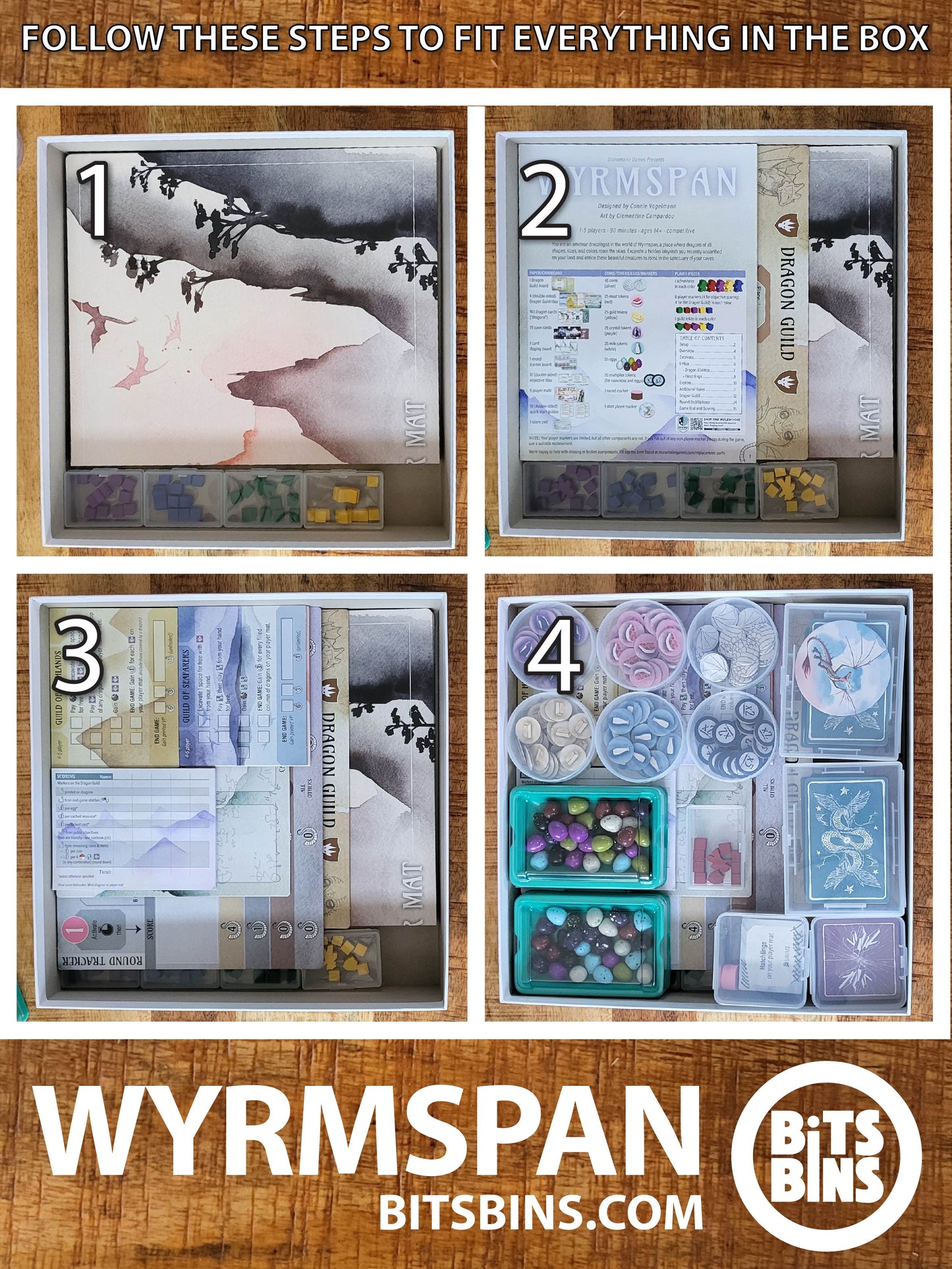 RECOMMENDED Bits Bins Wyrmspan - 6 Pods, 5 Minis, 2 100+ Card Boxes, 2 Stack